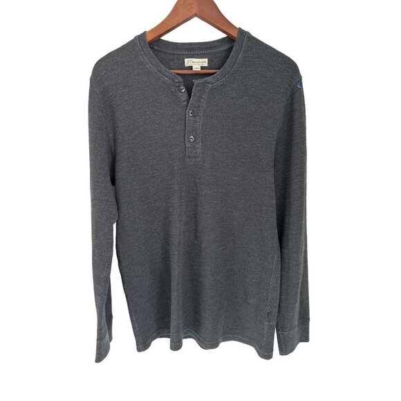 J.Crew Knit Goods Gray Henley Knitted Textured Long Sleeve Charcoal Gray Size La - Picture 1 of 7